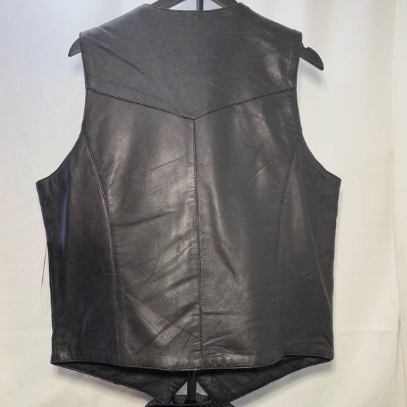 Cripple Creek Black Leather Mens Vest sz Large New with Tags - Picture 2 of 4